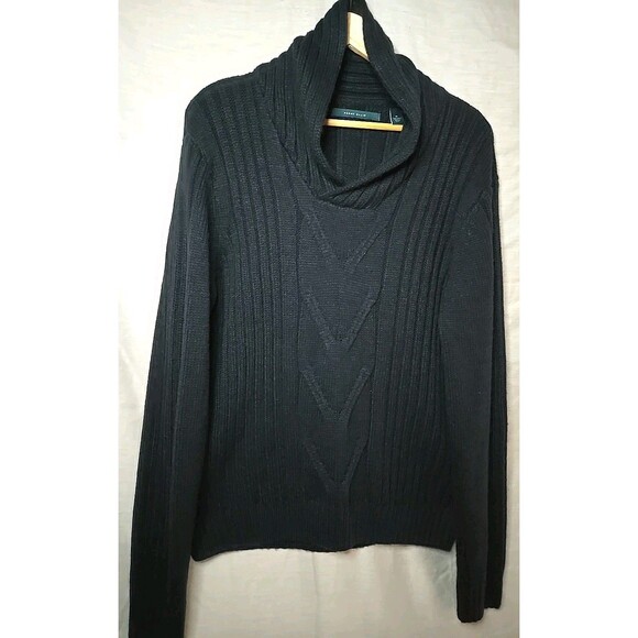 Perry Ellis Other - Perry Ellis Wool Cardigan Sweater Chunky Cable Knit, Sz XL, Dark Blue, Dry Clean